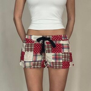 Vintage Aerie Womens Y2K Micro Mini Patchwork Shorts Size XXS Preppy 90S